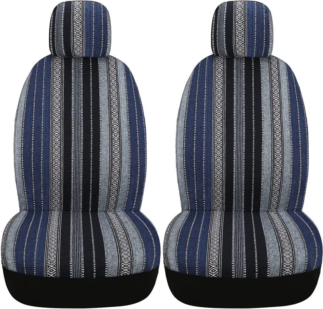NONE Washable Breathable Striped Woven Cloth Car Seat Cover Front Set Rear Seat Covers - Durable Auto Vehicle Striped Woven Cloth