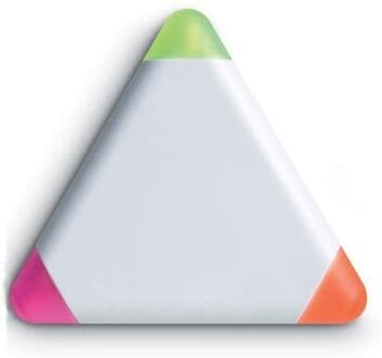 TRIANGULO Set 3 evidenziatori giallo arancio fucsia in plastica Personalizzate o neutre