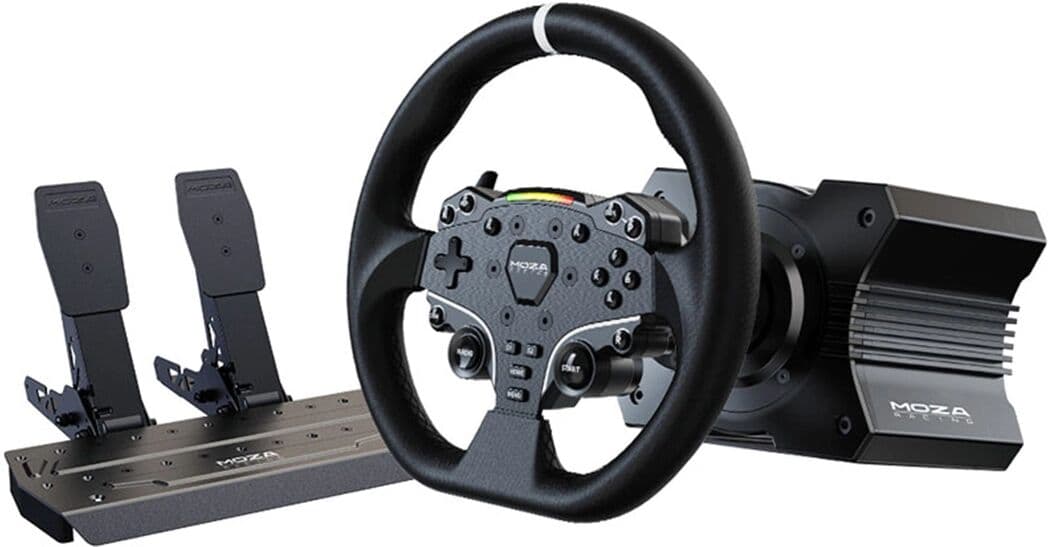 Moza Racing R5 Racing Simulator Bundle (R5 Wheel Base, Es Steering Wheel, Sr-P Lit