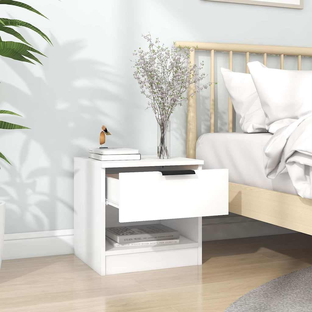 vidaXL Tables de chevet 2 pcs Blanc Bois d'ingénierie