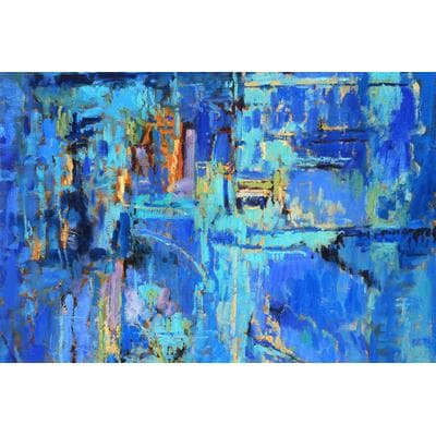 Fototapete PAPERMOON "Abstrakt Gemälde blau", bunt, B:4,5m L:2,8m, Vlies, Tapeten