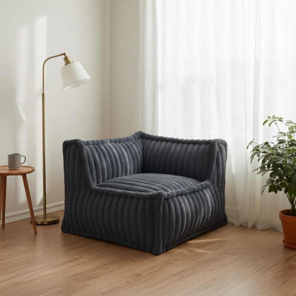 Bananair Módulo esquina derecha para sofá pelo acanalado 90x90 cm gris oscuro