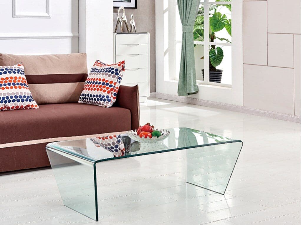 Vente-unique Salontafel SUZANA - Gebogen gehard glas