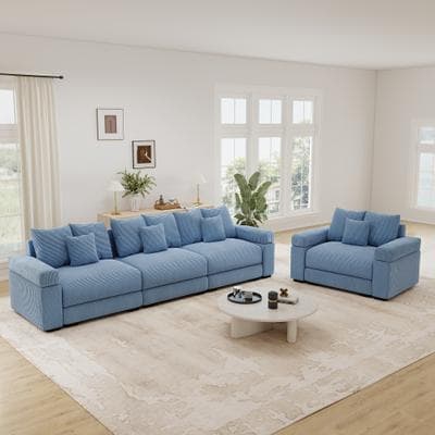 Loedds Modular Living Room Sofa and Armchair Set with Wide Armrests, Deep Seating and Decorative Accent Pillows