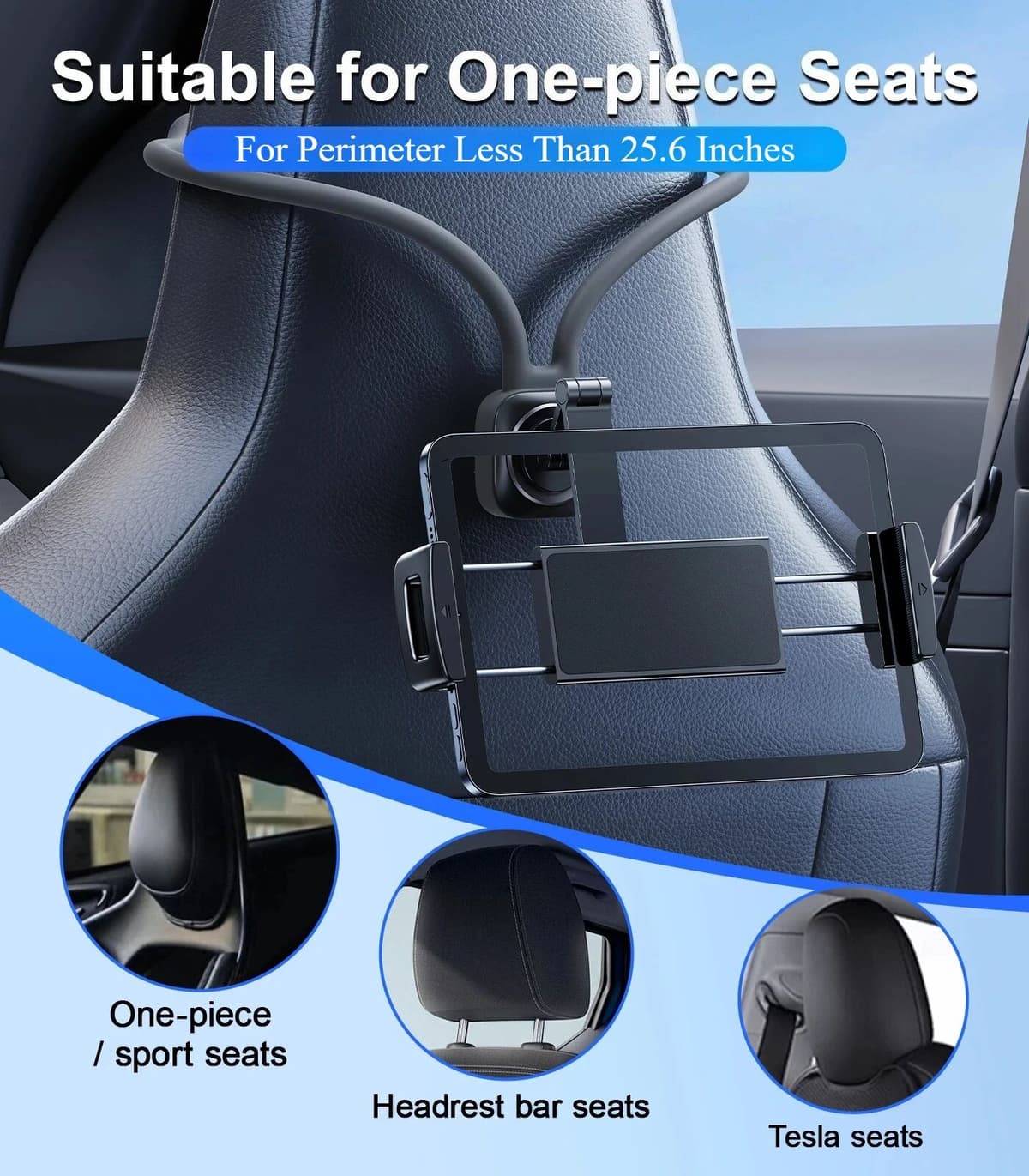 NONE Hipacool Car Seatback Tablet Holder Stand 360° Rotatable for 4.7-13“ Tablet Bracket for Sports Seat Universal Car Accessories