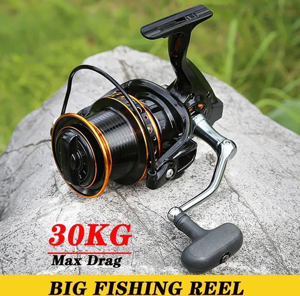 GHOTDA Big Spinning Fishing Reel 9000 10000 12000 Series Drag 20KG-30KG Powerful Wheel Saltwater Fresh Water Fishing Pesca Metal Spool