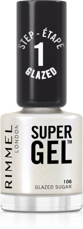 Rimmel Super Gel τζελ βερνίκι νυχιών χωρίς τη χρήση των UV/LED λαμπτήρων απόχρωση 106 Glazed Sugar 12 ml