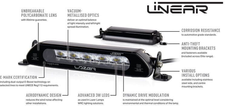 LazerLamps România Proiector LED Omologat Lazer Lamps Linear-6 Elite Galben, 4320 lm, 42 W