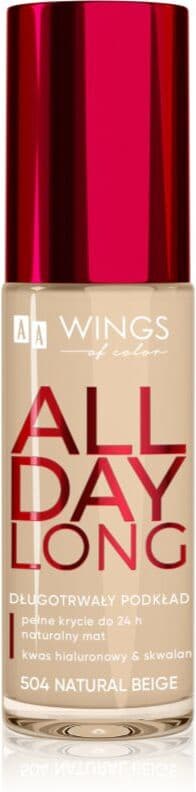 AA Wings of Color All Day Long Long Lasting Foundation μακράς διαρκείας μεικ απ απόχρωση 504 Natural Beige 30 ml