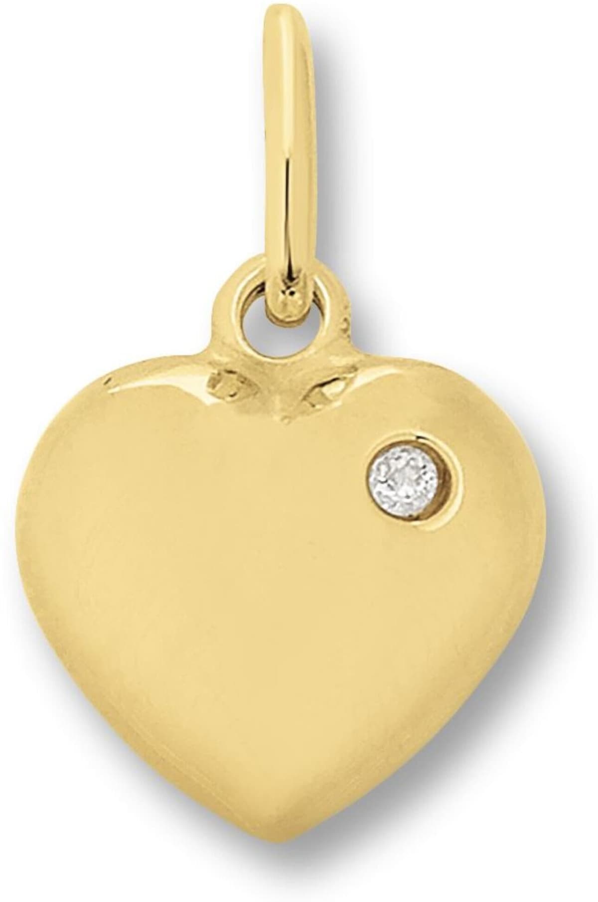 Kette mit Anhänger ONE ELEMENT "Zirkonia Herz Herz Anhänger aus 333 Gelbgold", gold, Halsketten, Damen, Gelbgold 333, Herz mit Bedeutung – eine feine Geschenkidee für viele Anlässe