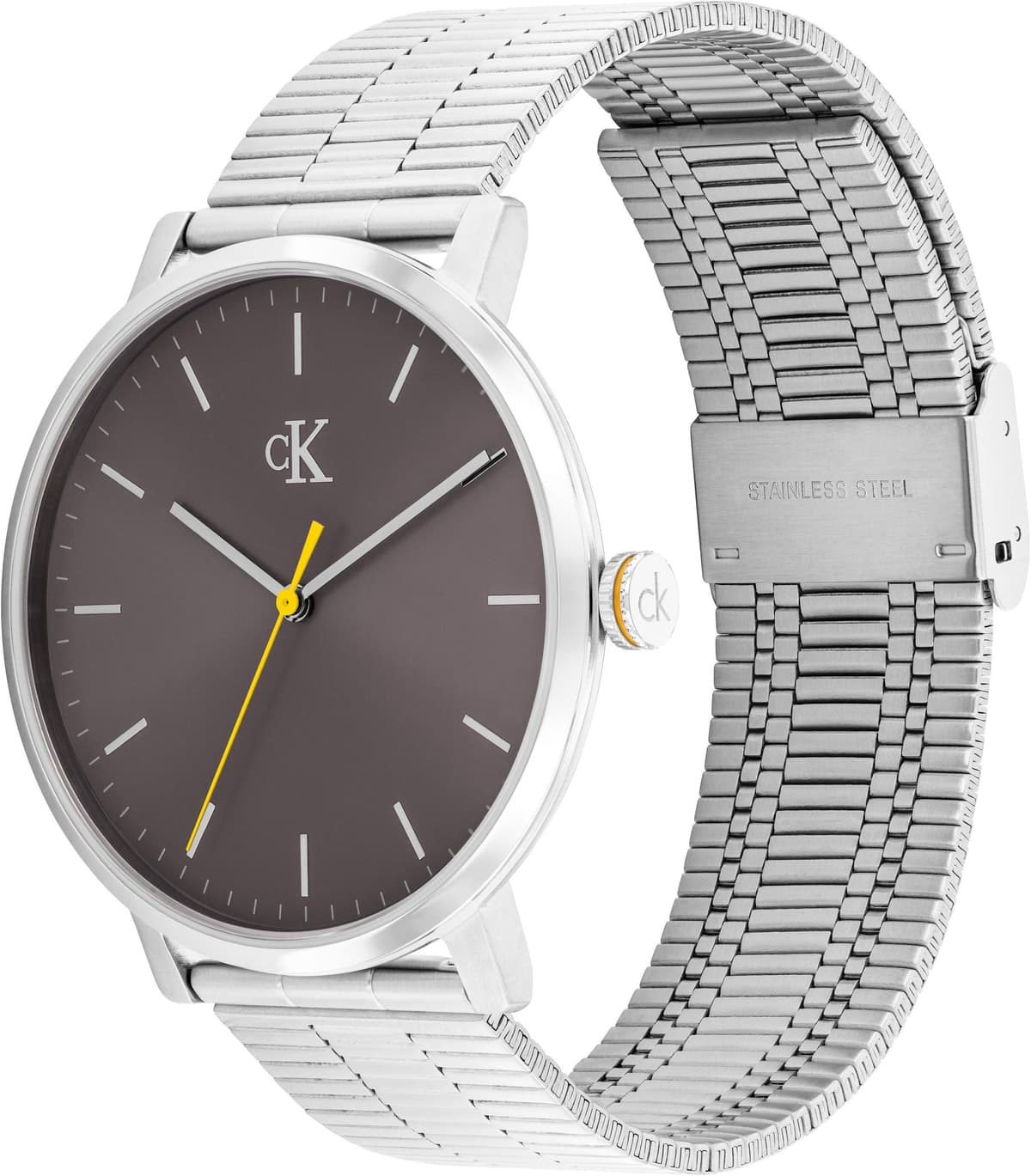 Quarzuhr CALVIN KLEIN "CK REAL", grau (silberfarben, grau), Armbanduhren, Herren, Quarzuhr, Armbanduhr, Herrenuhr, Edelstahlarmband, analog