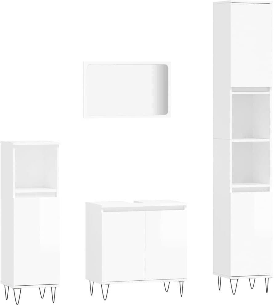 vidaXL Ensemble de meubles de salle de bain 4 pcs blanc brillant