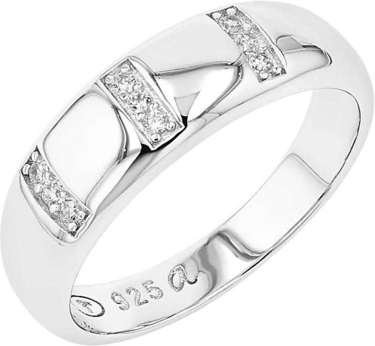Silberring TOM TAILOR Gr. 54, silberfarben, weiß, Fingerringe, Damen, 54, Silber 925 (Sterlingsilber), Silberring, mit Zirkonia (synth.)