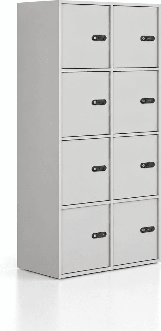B2B Partner Kancelářská skříň FRAME, 8x dveře, 872 x 450 x 1735 mm, mechanický kódový zámek, šedá