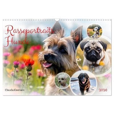 Rasseportraits - Hunde (Wandkalender 2026 DIN A3 quer), CALVENDO Monatskalender
