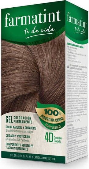 FARMATINT Gel Coloración Permanente Tinte Capilar 4D Castaño Dorado