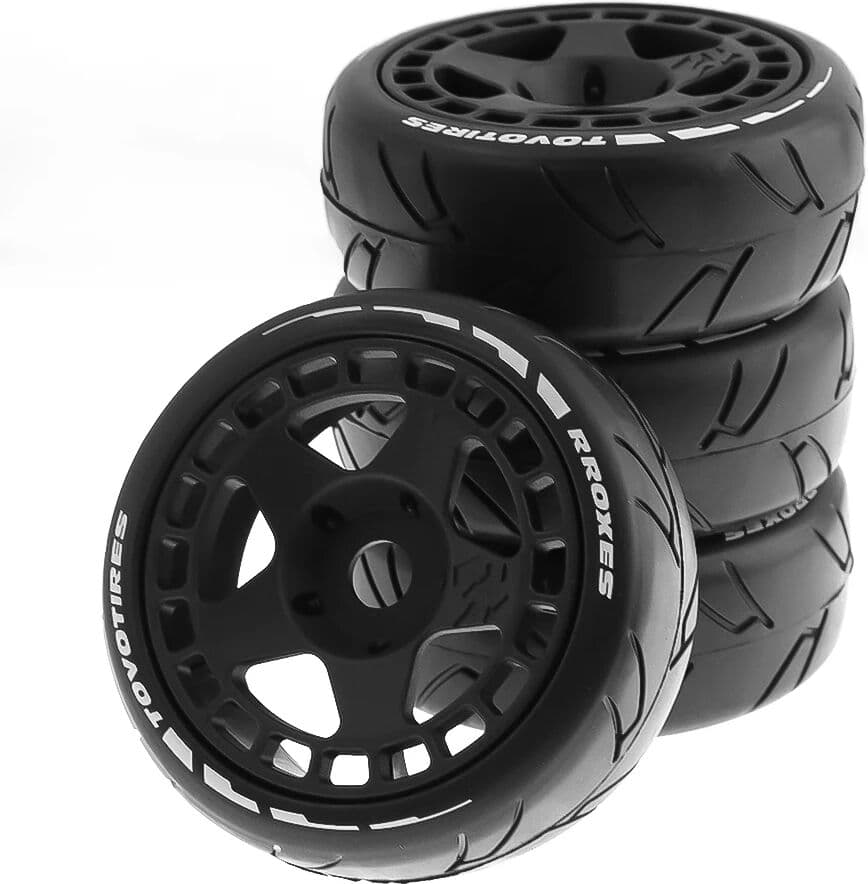 RS 1/8 RC Rally Racing Tires and Wheels 17mm Hex for 1:10 Street Drift Car HSP Hobao HPI WR8 ARRMA Redcat Losi Kyosho VRX Tamiya
