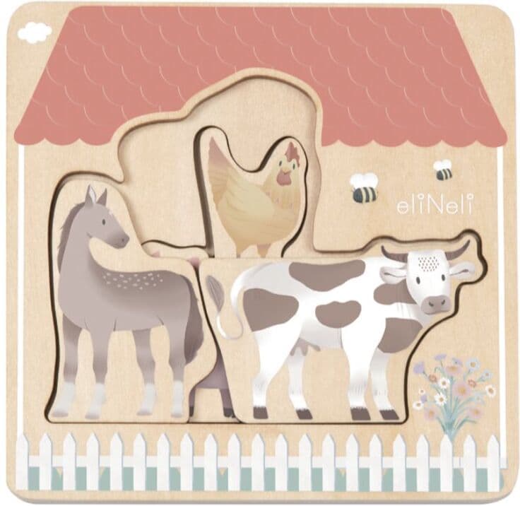 eliNeli Wooden Puzzle Farm puzzle wooden 12m+ 7 pc
