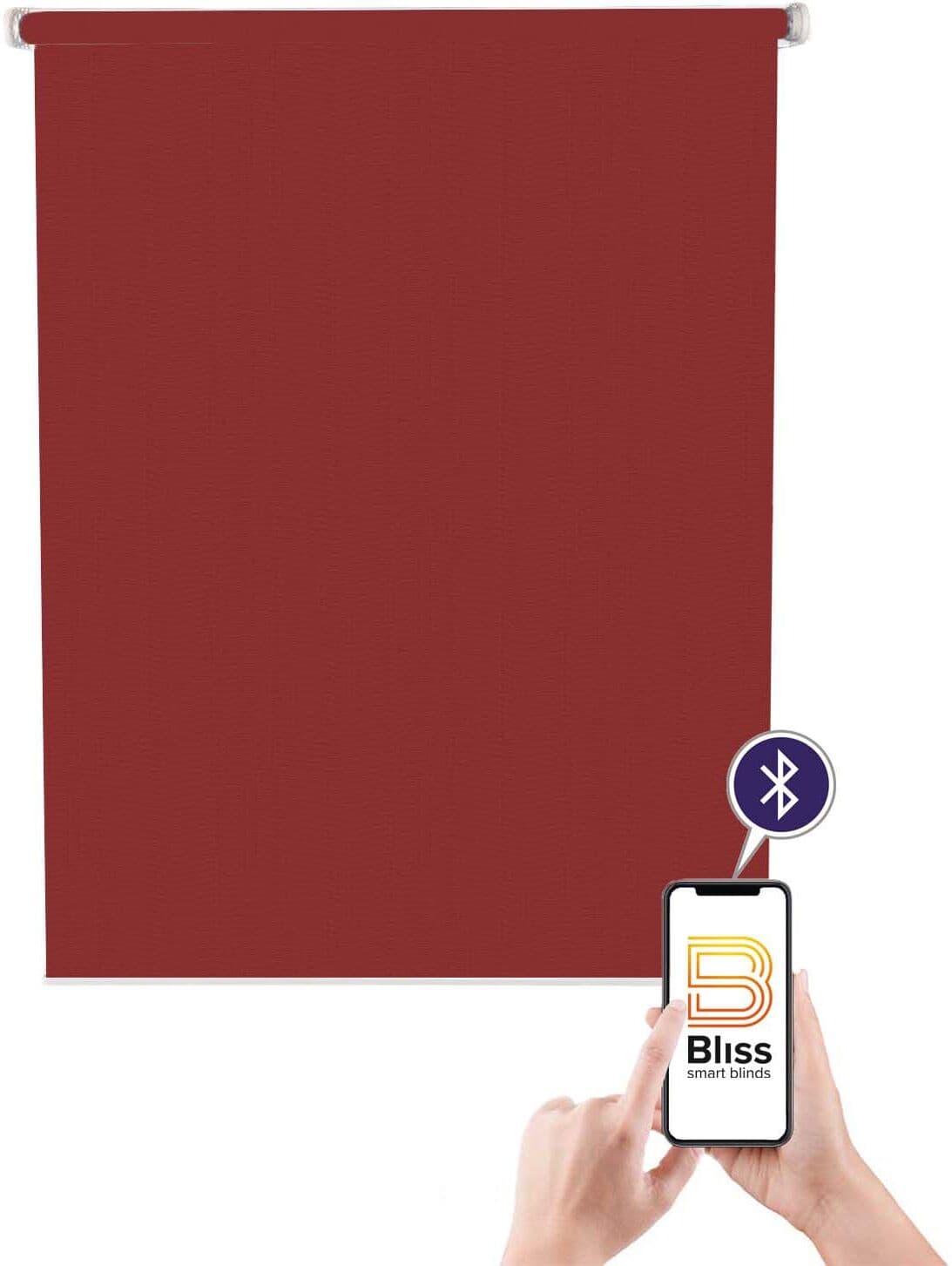 Elektrisches Rollo SUNLINES "Akkurollo Structure", rot, B:90cm H:220cm, Kunststoff, Metall, Polyester, Rollos, Elektrisches Rollo, appgesteuert via Bluetooth, weisser Fallstab rot 220cm, stufenlos positionierbar, Rollo und Ladekabel, 90cm