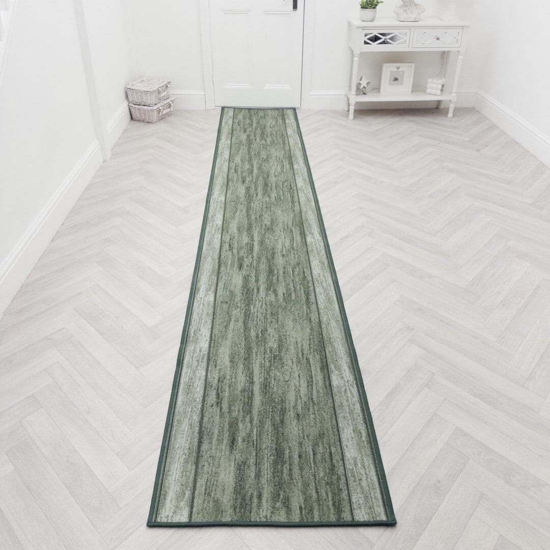 Ebern Designs Runner Abstract Looped / Hooked Area Rug Green Runner 66 x 180 cm
