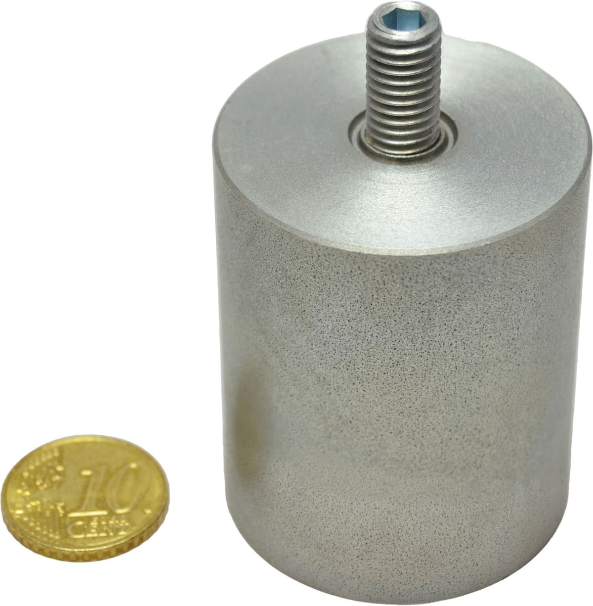 SPRINTIS 2 Unidades - Bases magnéticas cilíndricas de neodimio con rosca 40 mm, neodimio, acero, plata