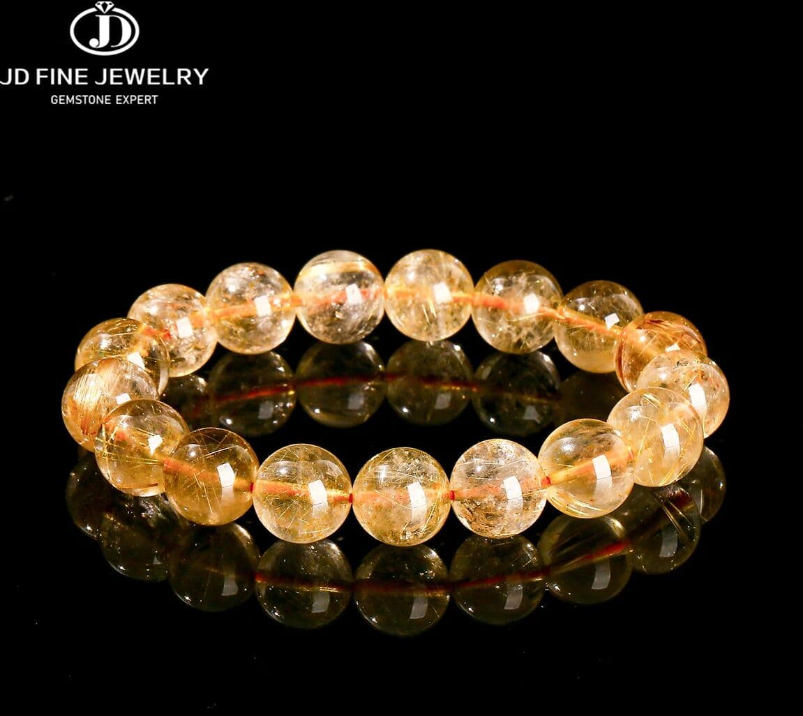 buy bao ji JD 4A Quality Natural Ice Golden Rutilated Quartz Wealth Lucky Bead Bracelets Women Men Power Healing Stretch Hand Jewelry Gift