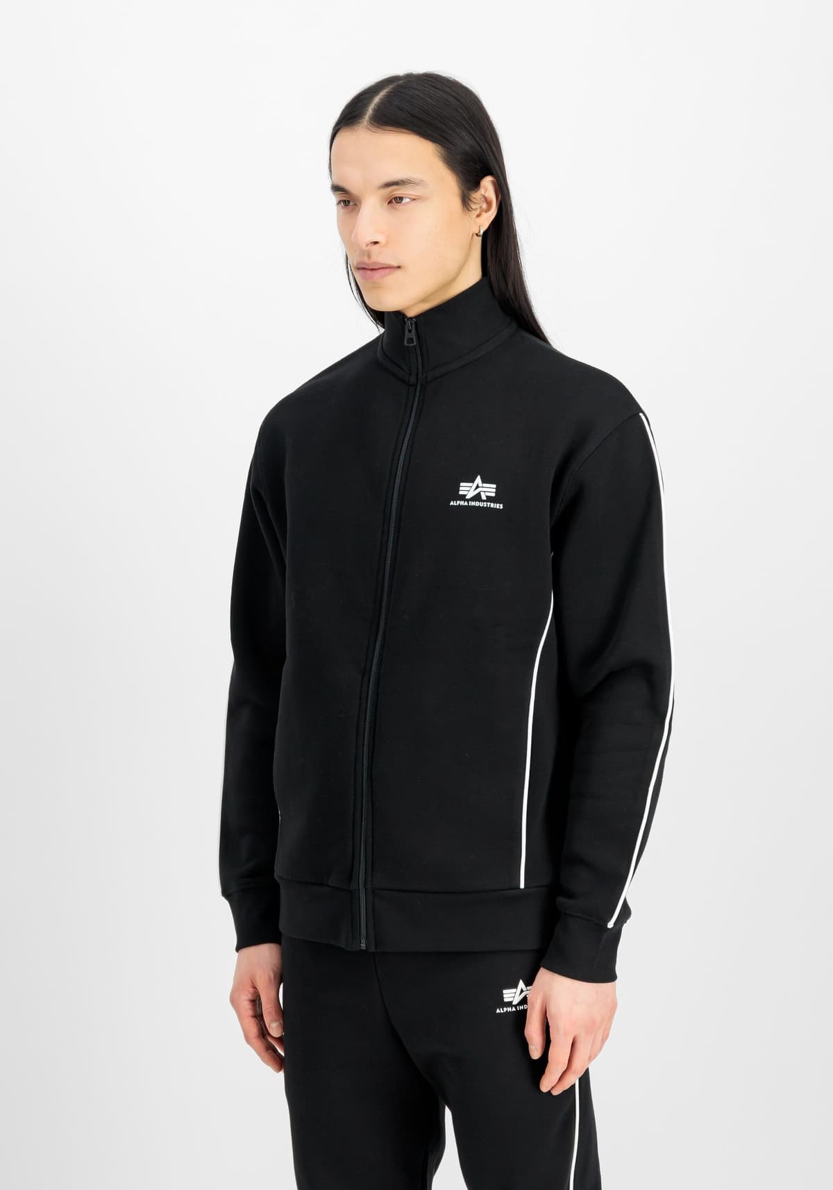 Umstandsjacke ALPHA INDUSTRIES "Track Suit SL Jacket", Damen, Gr. M, schwarz, Obermaterial: 80% Baumwolle, 20% Polyester, Jacken Umstandsjacke schwarz M