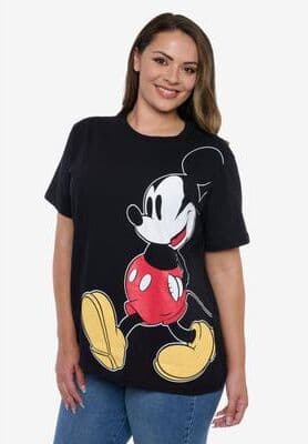 Plus Size Women's Womens Disney Mickey Mouse T-Shirt Black Short Sleeve by Disney in Black (Size 2X)