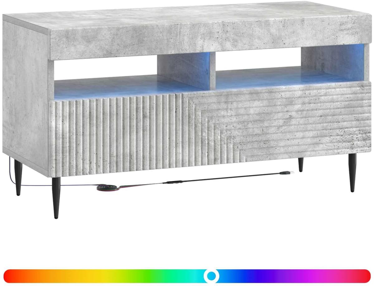 vidaXL Meuble TV LED HAARLEM 81 x 35 x 43 cm Gris béton