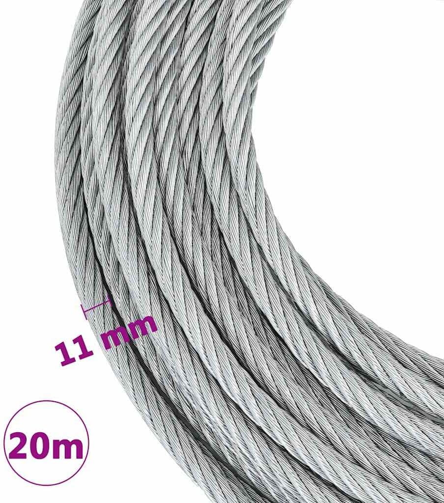 vidaXL Câble métallique 1600 kg 20 m