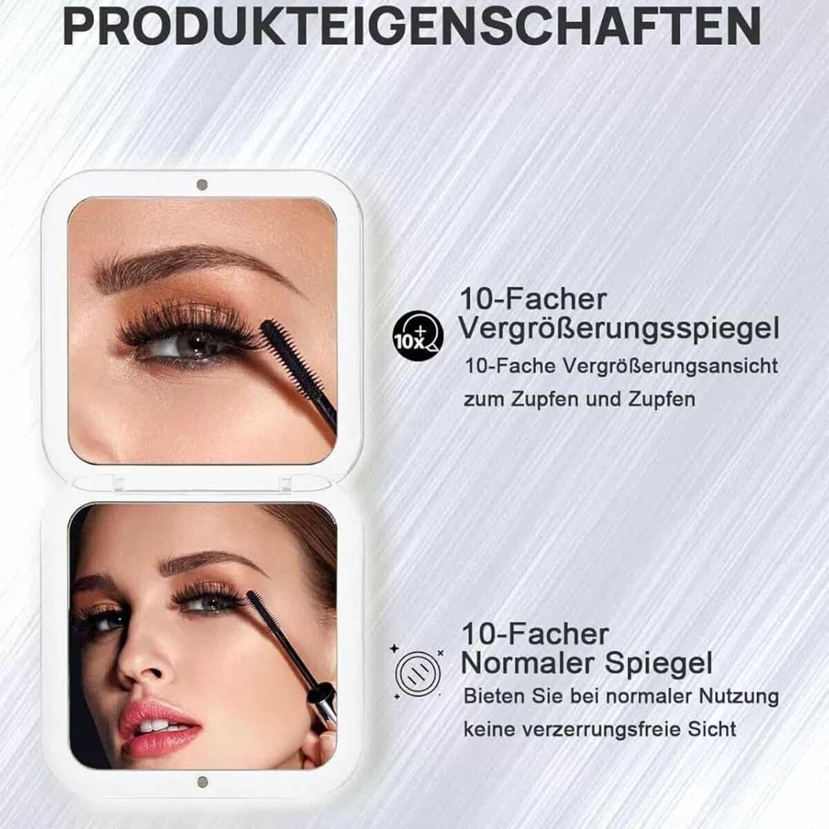 INF Schwarzer 5X Vergrößerungs-Make-up-Spiegel - Tragbarer Faltkosmetikspiegel