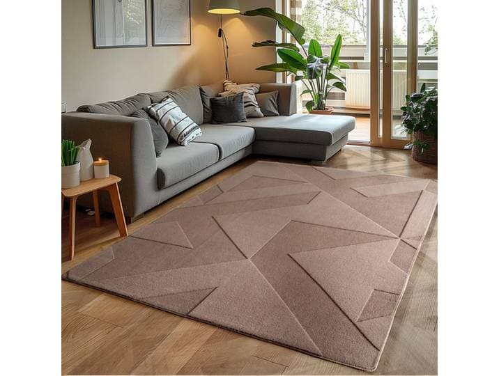 Teppium Tapis déco boho 200 x 290 cm beige design géométrique effet 3D lavable facile entretien idéal salon chambre intérieur