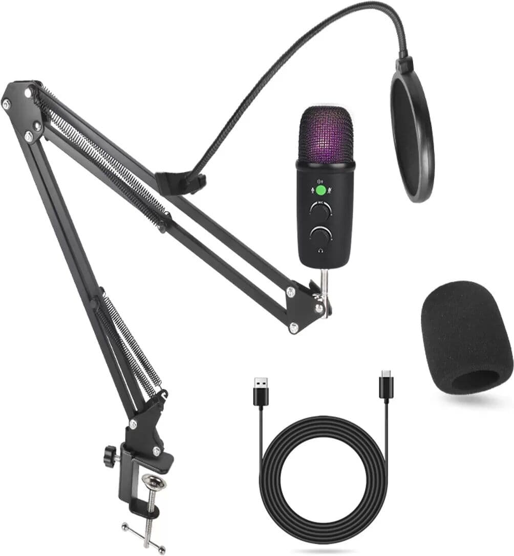 INF USB Kondensatormikrofon Set – Studioaufnahme & Streaming Mikrofon mit verstellbarem Ständer