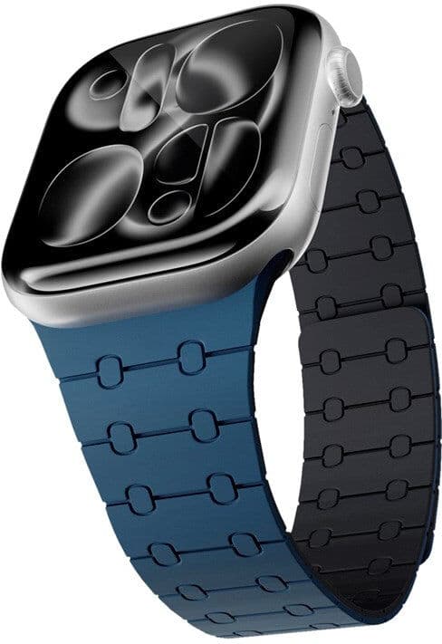 Apple Watch (42/44/SE/45/46/49) Epico Magnetic+ Silikone Urrem - Blå / Sort