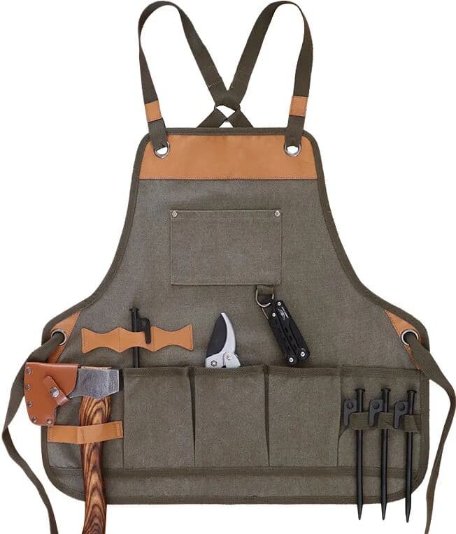 Thick Canvas Outdoor Wear Resistant Multi Functional Pocket Apron Suitable for Garden Carpentry Electrician Work Apron