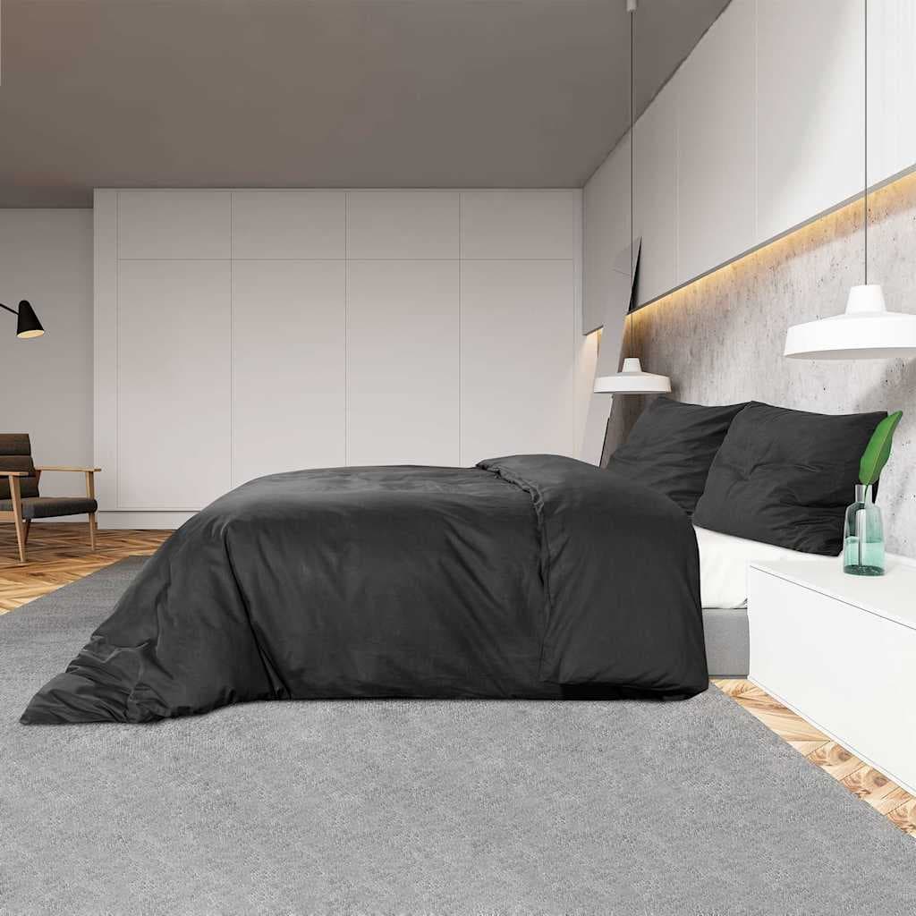 vidaXL Ensemble de housse de couette Noir 140x200 cm Microfibre légère