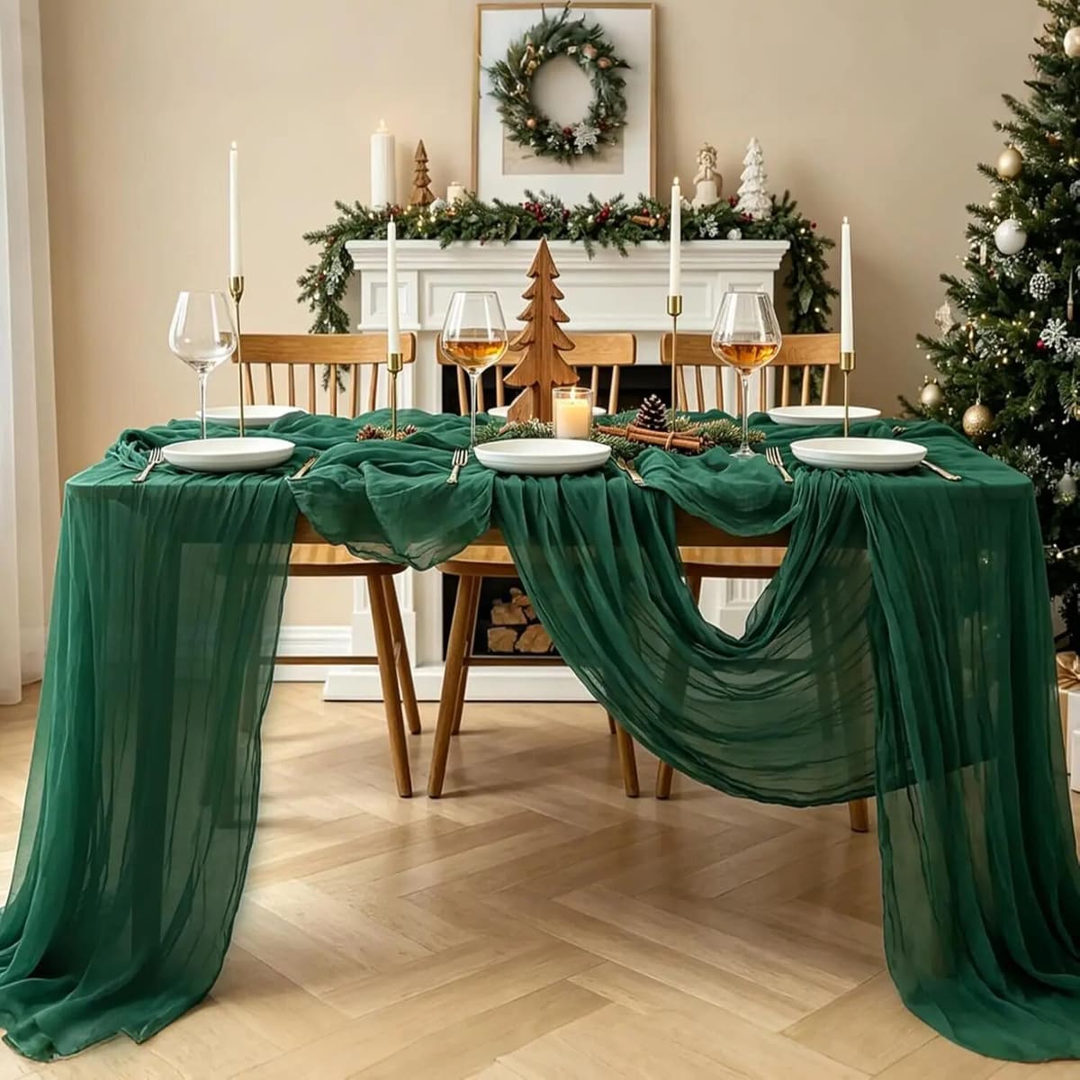 NONE 8 Pack Cheesecloth Table Runner Boho Gauze Cheese Cloth,Table Runners,for Wedding Party Baby Bridal Shower Home Decoration