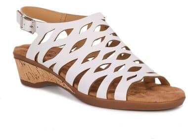 Wide Width Women's Katia Wedge by Ros Hommerson in White Leather (Size 6 W)