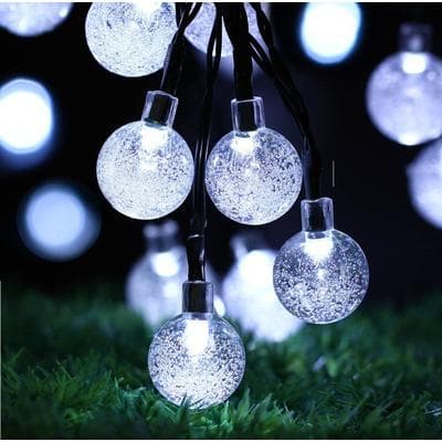 Discount Dollar Deals Solar Waterproof Bubble Ball String Lights, Outdoor Orb Water Drop Lamps For Patio, Christmas Holiday Party cold White 100led