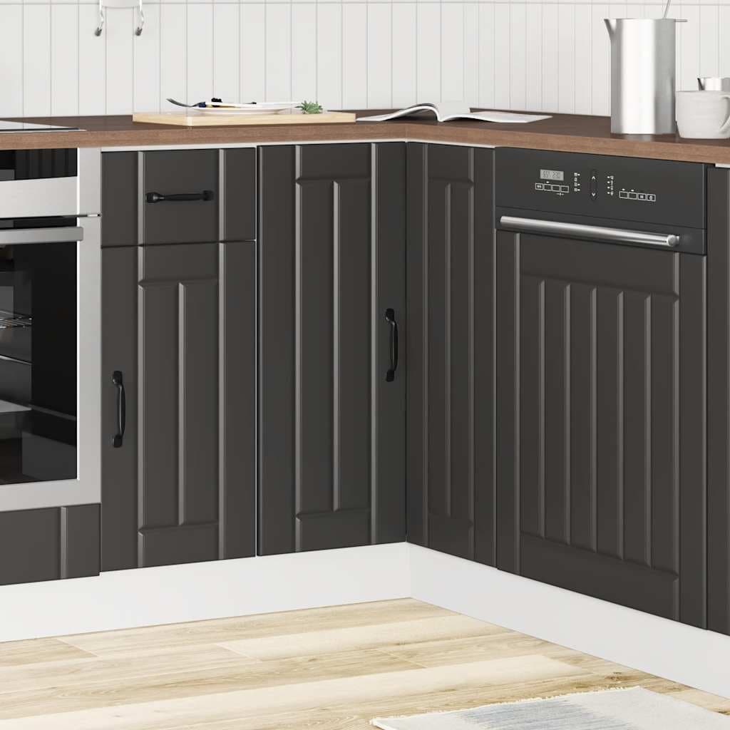vidaXL Armoire d'angle de cuisine Lucca noir bois d'ingénierie
