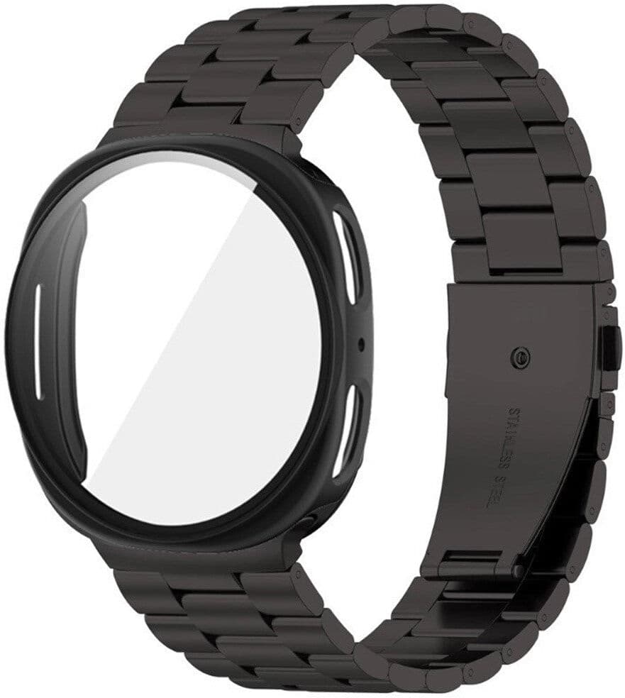 Samsung Galaxy Watch 8 / 9 (40mm) EIDERWOOD Rustfri Stål Urrem m. Plast Cover - Sort