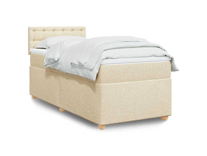 vidaXL Boxspringbett mit Matratze Creme 80x200 cm Stoff