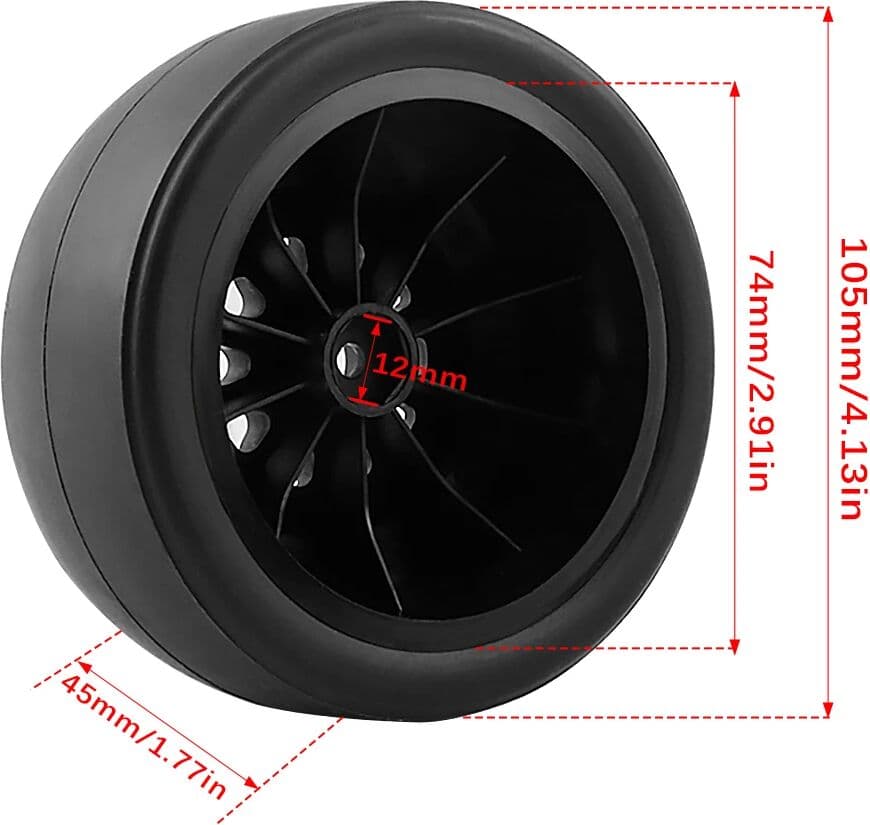 DashRC 12mm Hex Wheels and Tires 1/10 Racing Short Course Truck Slick Tires OD 105mm Rubber Tires for 1/10 TRAXXAS Slash ARRMA Senton