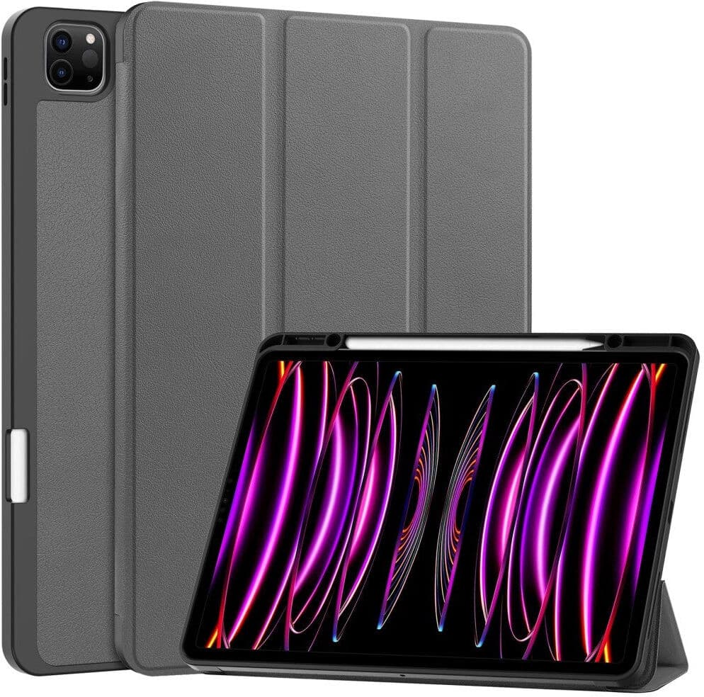 EIDERWOOD iPad Air 13" (2026 / 2025 / 2024) Tri-Fold Kunst Læder Flip Cover m. Apple Pencil Holder - Grå