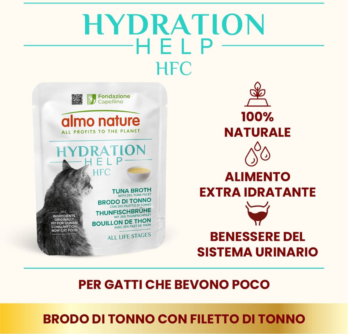 Almo Nature Cat Hydration Help HFC Busta Multipack 24x50G BRODO DI TONNO