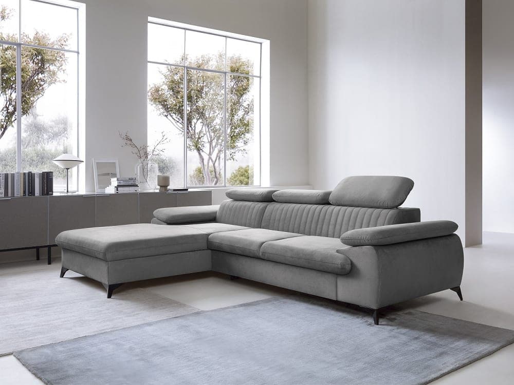 Unique Sofá rinconera terciopelo gris claro