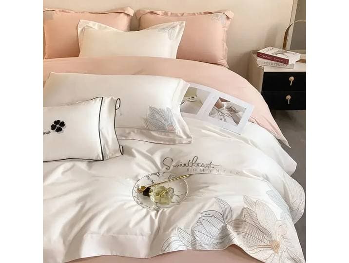 Ensemble de literie en coton 100% brodé, textile de maison de luxe, ensemble de housse de couette 220x240, style Hepburn haut de gamme, ensembles de literie doux pour la peau