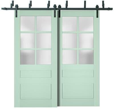 SartoDoors Veregio 7339   Closet Door Bypass Barn Door   Solid Wood w/ Glass   Hardware Set   18x80, Custom Bedroom Door