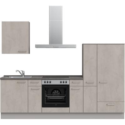 Küchenzeile NOBILIA "Riva I", NEU: individuell anpassbar mit gratis Profi-Beratung", grau (küche: grau, korpus: steingrau, arbeitsplatte: beton schiefergrau nachbildung), B:270,3cm H:216,6cm T:60cm, Komplettküchen-Sets, Küchenzeile, vormontiert,...