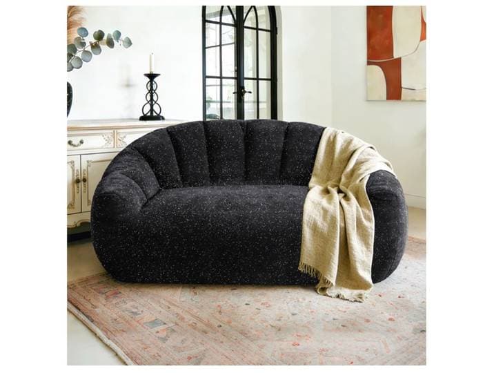 AESVAR canapé bean bag compressé patte d'ours 140 x 98 x 61 cm en flanelle noire avec accoudoirs